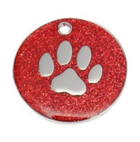 Red Paw Print Glitter Tag